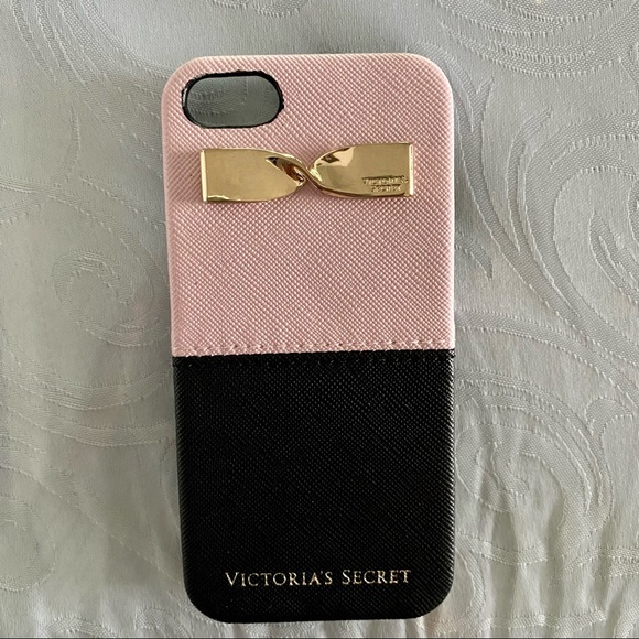 Victoria’s Secret Pink & Black Faux Leather Gold Metal Bow iPhone 5/5S/SE - Picture 2 of 7